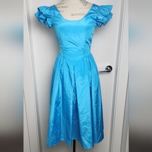 Vintage 80s Blue Prom Dress